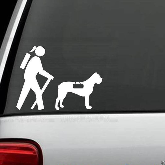6" x 4.5" Hiker Girl Hiking Cane Corso Mastiff Decal Sticker