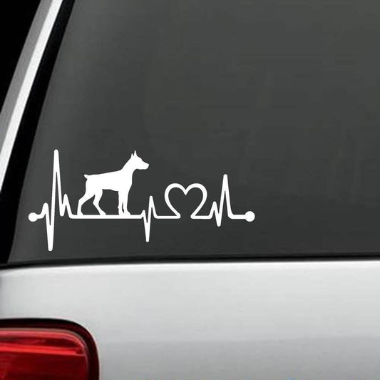 7.50" x 3.35" Doberman Pinscher Heartbeat  Dog Decal Sticker Car Truck SUV Van LAPTOP