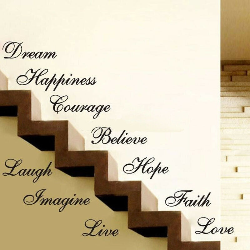 Hot 45*58cm Wall Stair Riser Stickers Ten Inspiration Words Quotes Decals Home Vinyl Decors