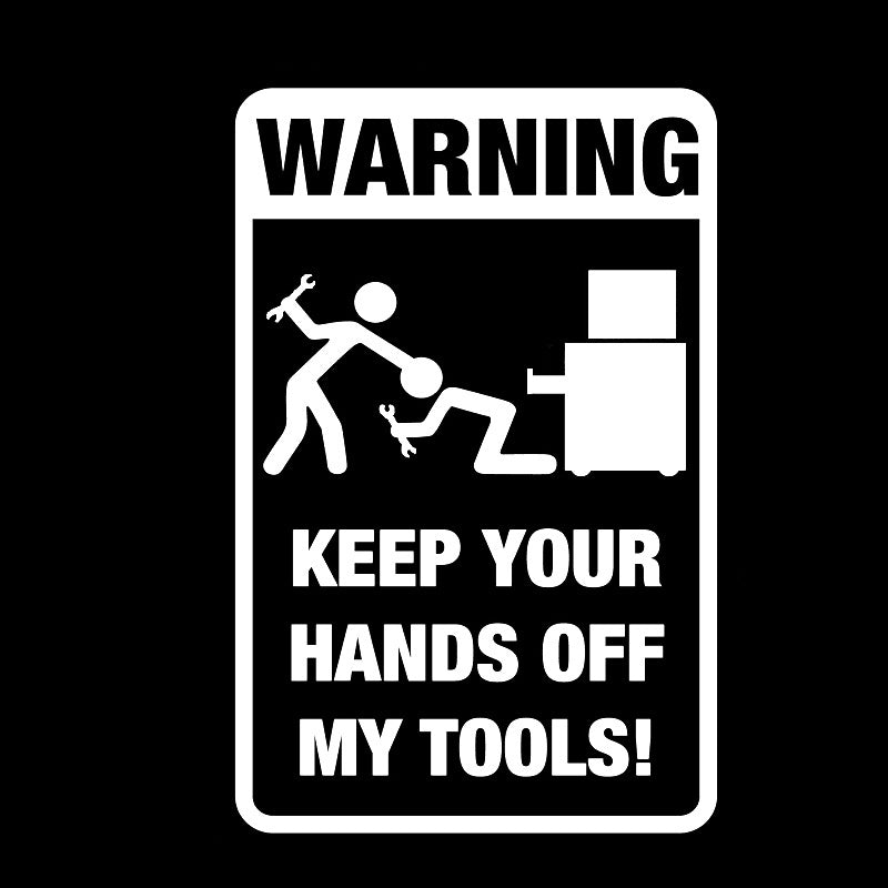 Toolbox Warning Car Body Sticker Funny Car Decal Decoration 12*18CM