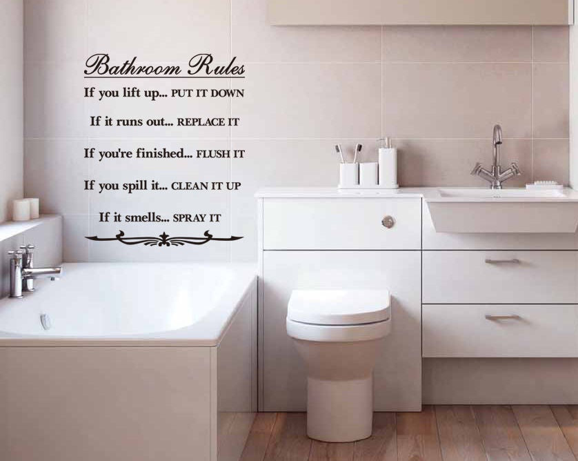 Hot 'Bathroom Rules' Wall Quotes Vinyl Sticker, Home DIY Decor Wall Stickers/Decal