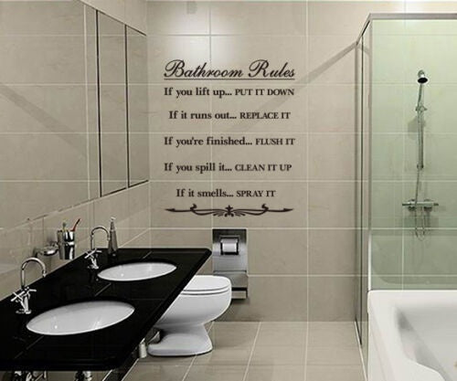 Hot 'Bathroom Rules' Wall Quotes Vinyl Sticker, Home DIY Decor Wall Stickers/Decal