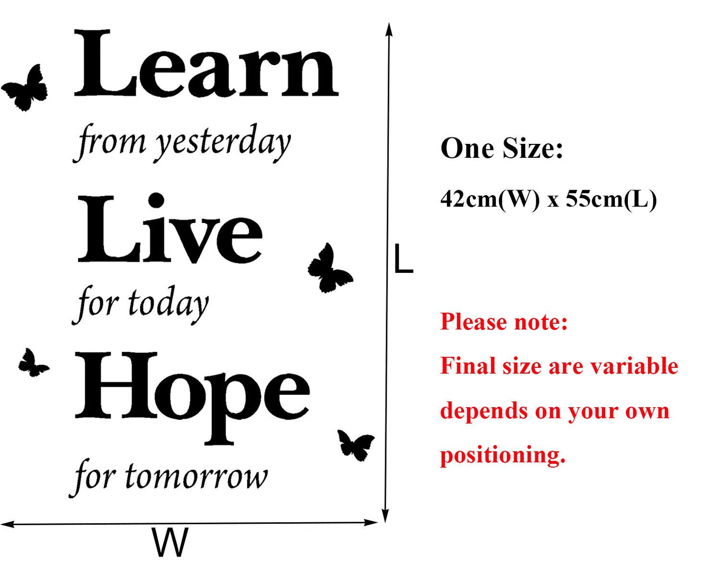 Hot 'Learn Live Hope' Wall Art Quotes Vinyl Sticker, DIY Wall Sticker - HIGH QUALITY