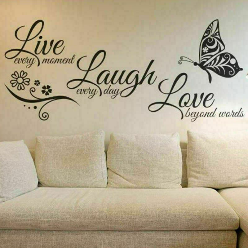 Hot Love Quotes Butterfly Wall Art Stickers Living Room Decal Home Decor Live Laugh