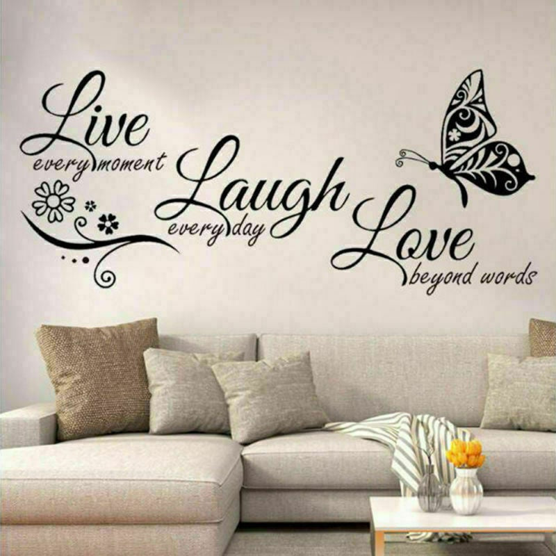 Hot Love Quotes Butterfly Wall Art Stickers Living Room Decal Home Decor Live Laugh