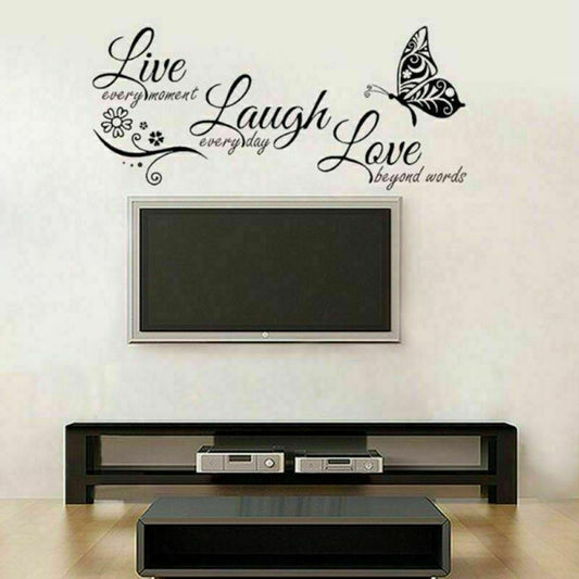 Hot Love Quotes Butterfly Wall Art Stickers Living Room Decal Home Decor Live Laugh