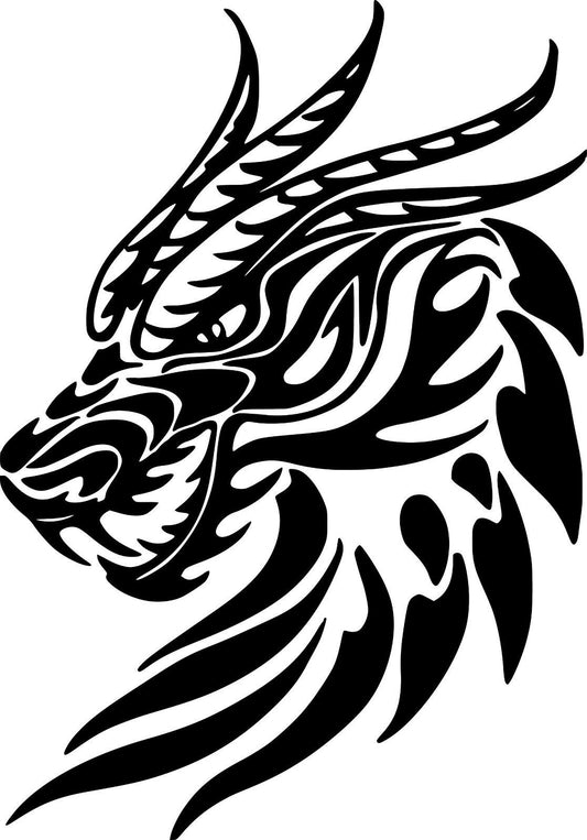 4.1" x 6" Dragon Head Tribal Myth Wall Car Truck Laptop Window Vinyl Decal