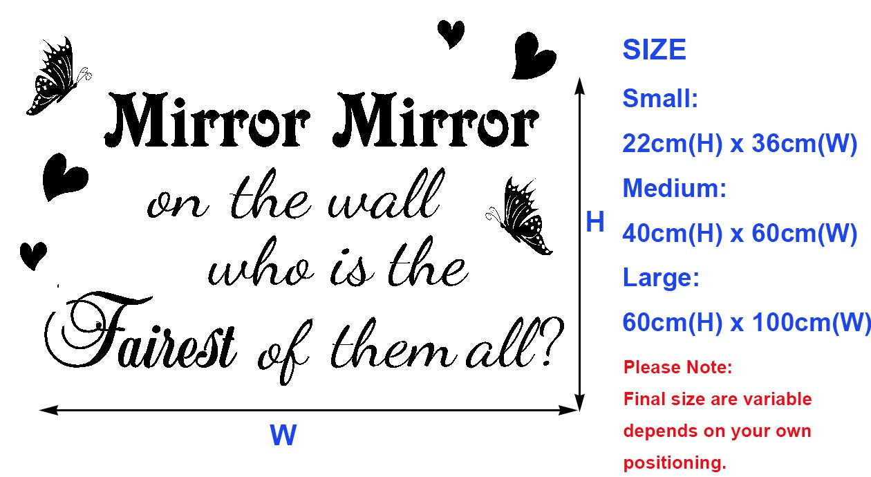 Hot Wall Sticker Quotes Mirror Mirror on Wall Vinyl Sticker Wall Decal HIGH QUALITY