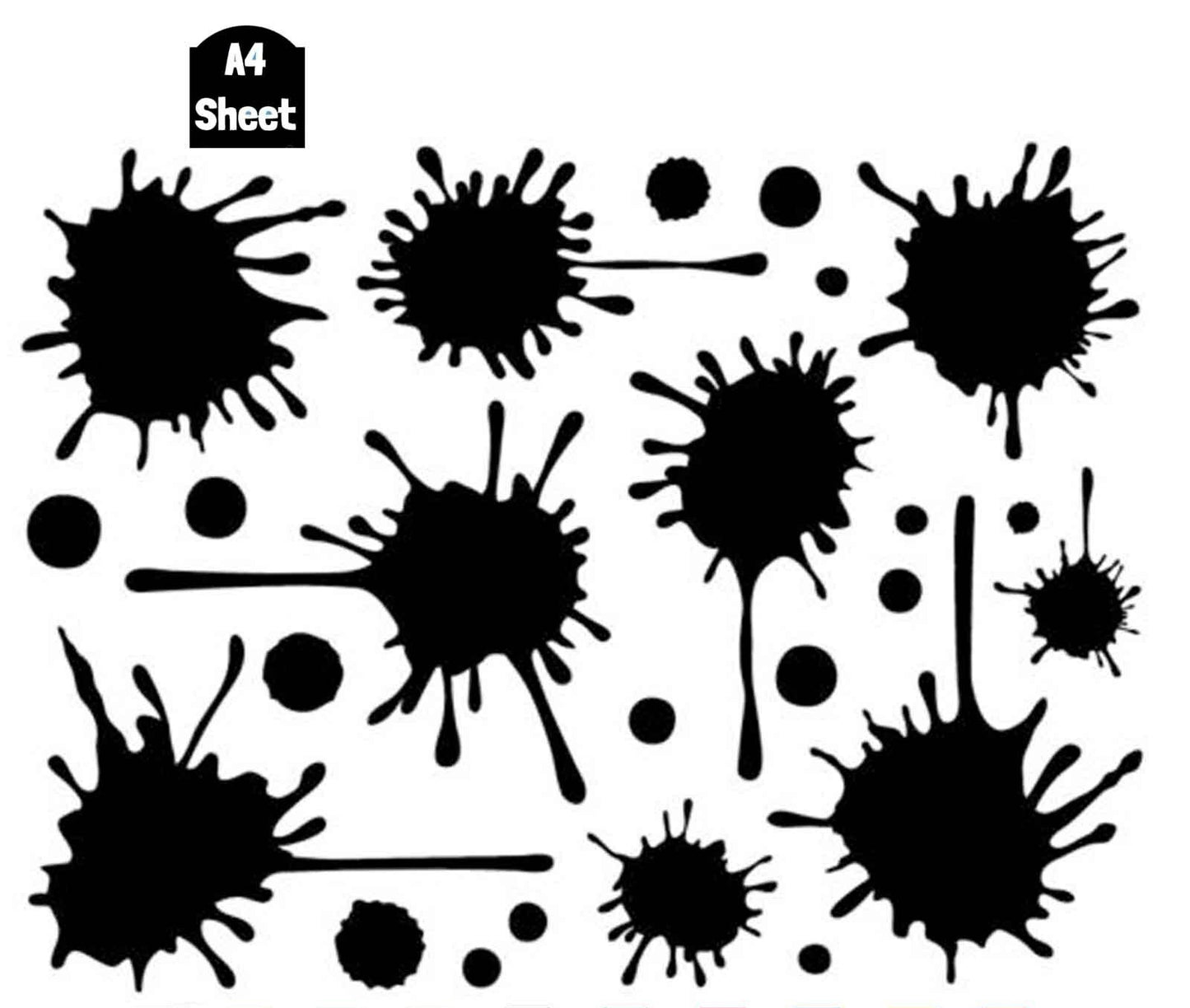 Hot A4 Paint Splatter Bedroom Kitchen Wall Vinyl Decals Stickers Home Decor Art Room