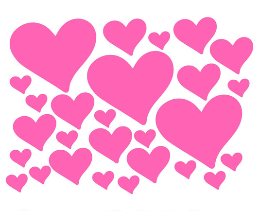 Hot 27 Love Heart Stickers Set Any Colour Wall Laptop Glass Car Vinyl Valentines Day