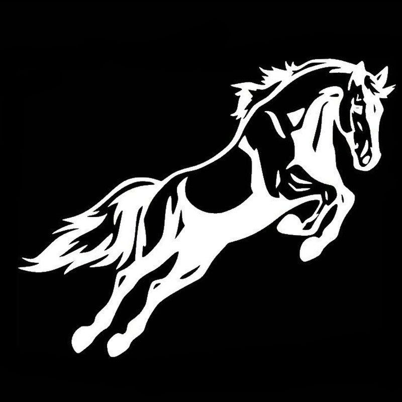 15CM*19CM Mighty Jumping Horse Bumper Car Body Decal Funny Vinyl Car Sticker Black/White