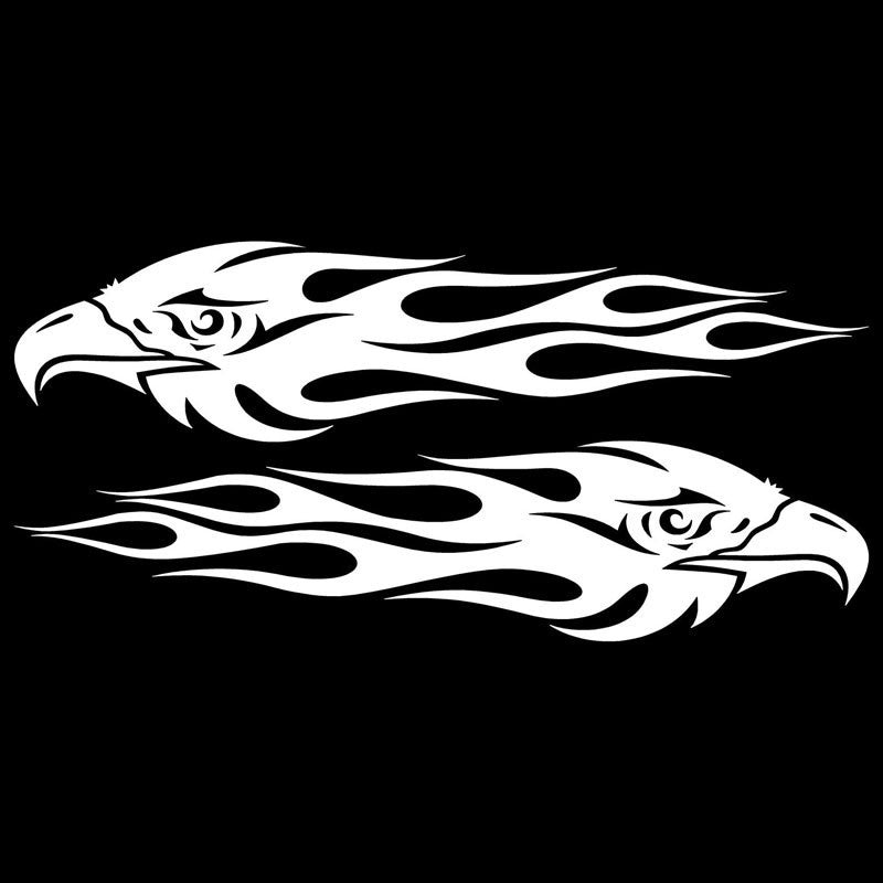 20cm*4.7cm Pair Eagle Flames Car Sticker Personalized Motorcycle Waterproof Stickers Car Styling Accessories
