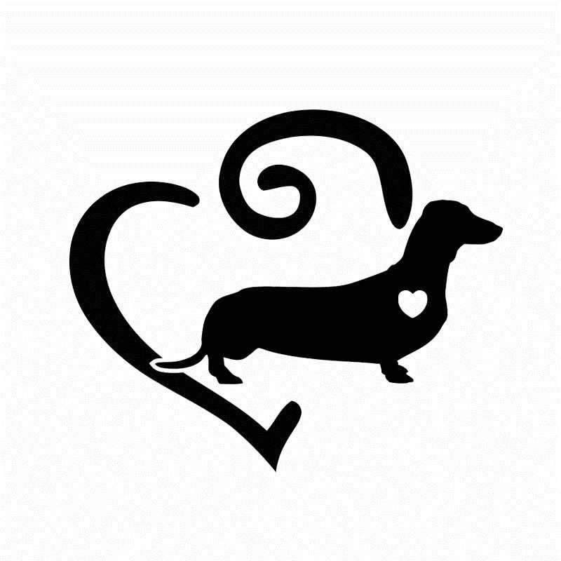 16CM*13.4CM Dachshund Doxie Love Heart Vinyl Car Styling Car Sticker Black/Silver 6 Colors