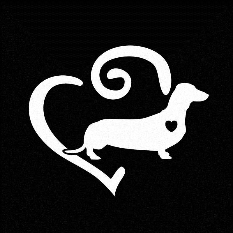 16CM*13.4CM Dachshund Doxie Love Heart Vinyl Car Styling Car Sticker Black/Silver 6 Colors
