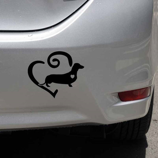 16CM*13.4CM Dachshund Doxie Love Heart Vinyl Car Styling Car Sticker Black/Silver 6 Colors