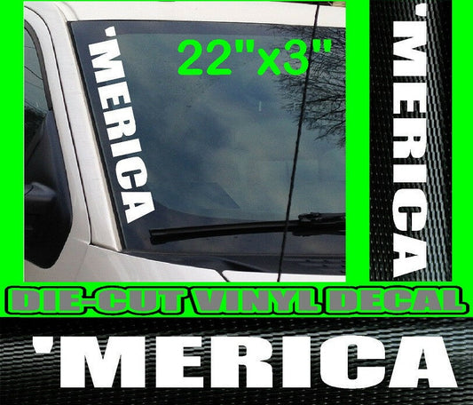 New Hot 'MERICA VERTICAL Windshield Vinyl Decal Sticker Car Truck Merica Murica USA
