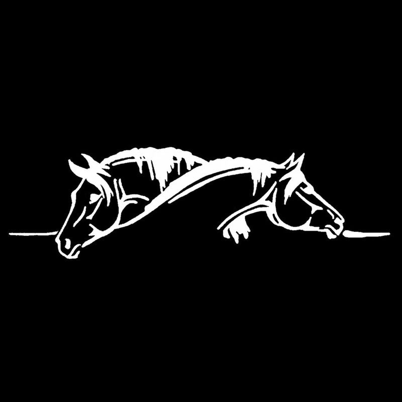 Creative Two Horses Graphical Car Sticker and Decal Funny Animal Car Styling Black/Silver (Size:26*7.5cm)