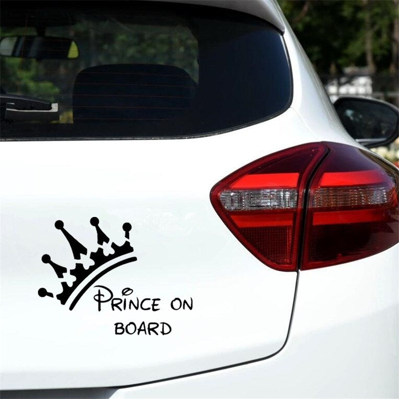 11.5*15.5cm PRINCE ON BOARD Baby Window Bumper Car Sign Decal Sticker External Window Vehicle Sticker Decal Decor Auto 6 Colors
