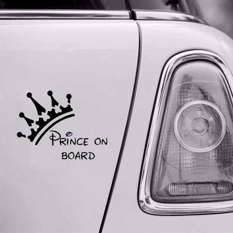 11.5*15.5cm PRINCE ON BOARD Baby Window Bumper Car Sign Decal Sticker External Window Vehicle Sticker Decal Decor Auto 6 Colors