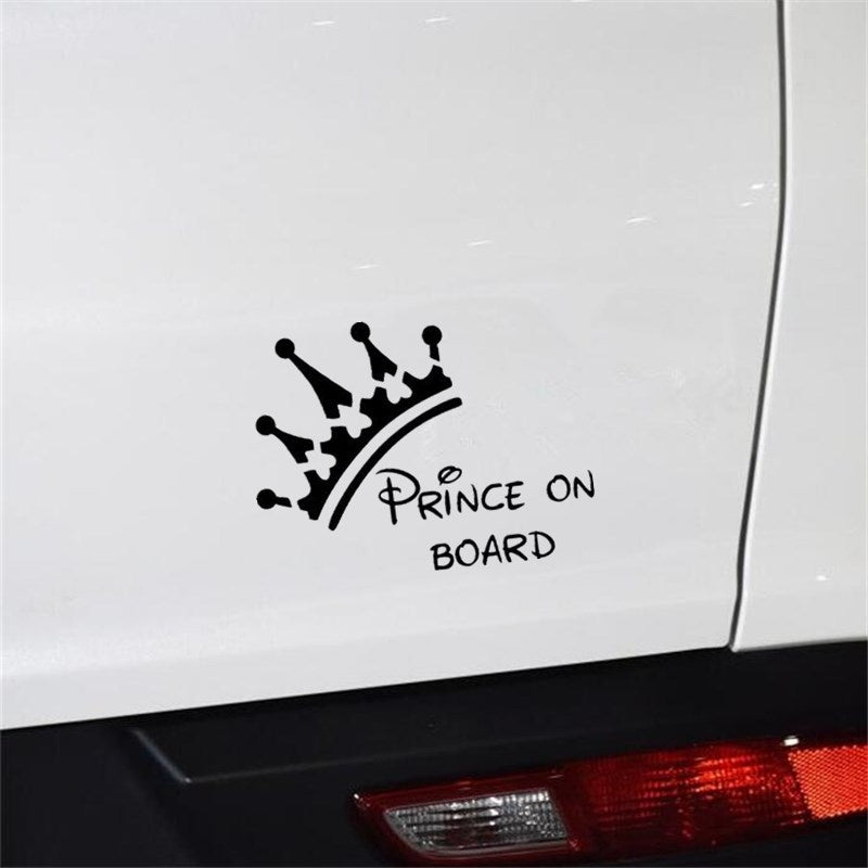 11.5*15.5cm PRINCE ON BOARD Baby Window Bumper Car Sign Decal Sticker External Window Vehicle Sticker Decal Decor Auto 6 Colors