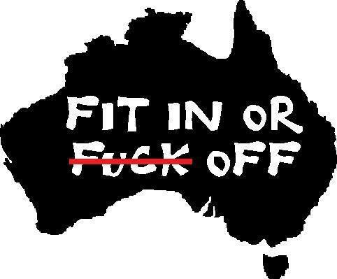 FIT IN OR F*** OFF AUSSIE AUSTRALIA SAYING RUDE CAR DECAL STICKER