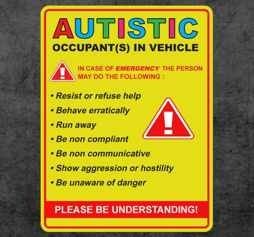 Autistic occupant in vehicle sticker decal autism awareness car truck window