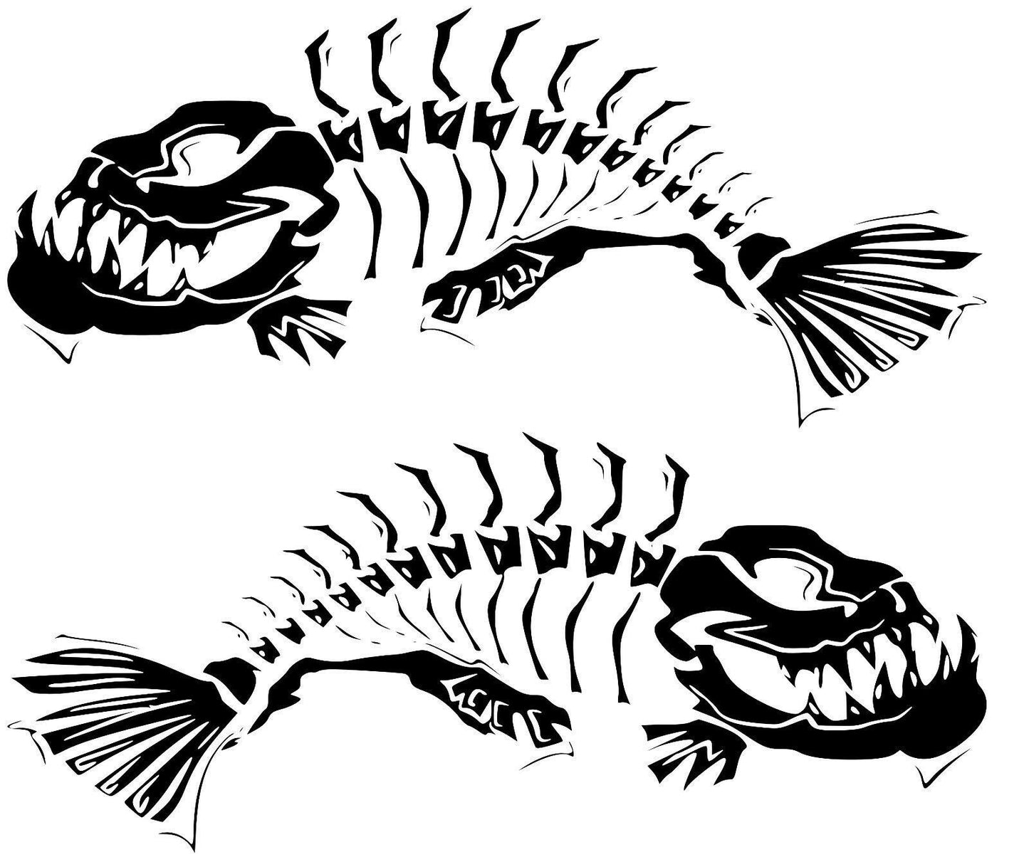 2 Skeleton Fish Boat Decals Large Fishing Graphic Sticker Shark Salt Skiff V6