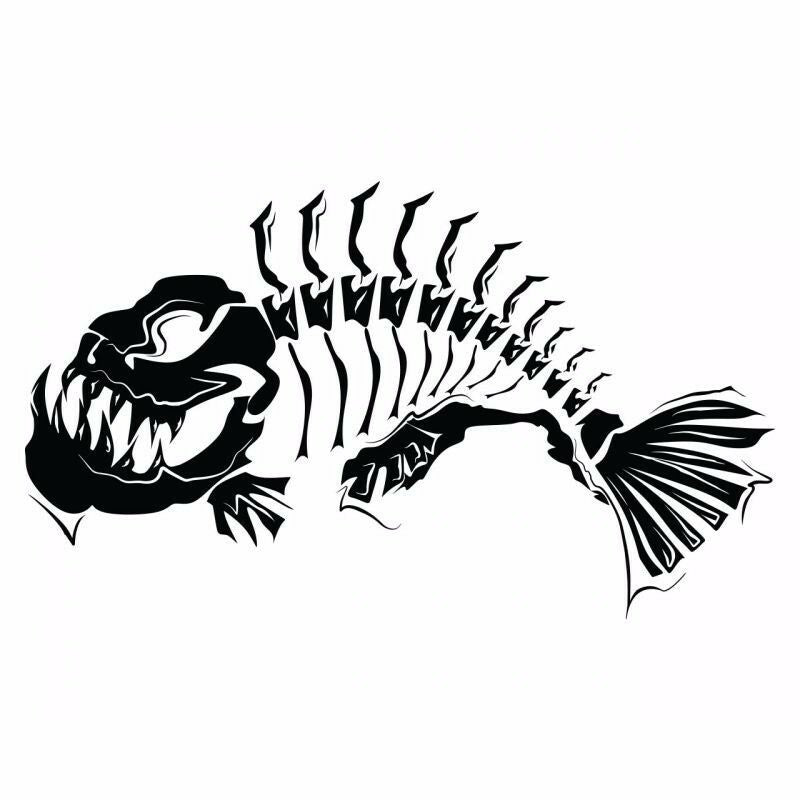 2 Skeleton Fish Boat Decals Large Fishing Graphic Sticker Shark Salt Skiff V6