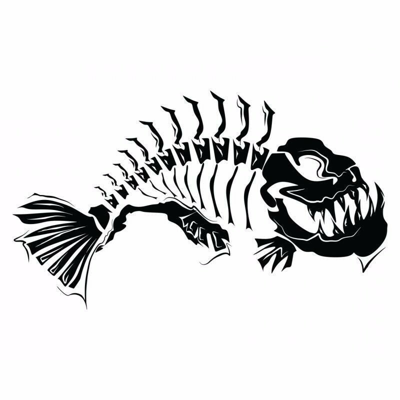 2 Skeleton Fish Boat Decals Large Fishing Graphic Sticker Shark Salt Skiff V6
