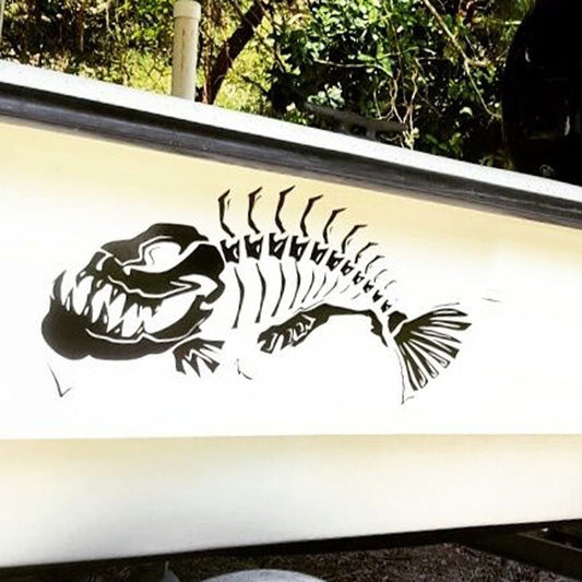 2 Skeleton Fish Boat Decals Large Fishing Graphic Sticker Shark Salt Skiff V6