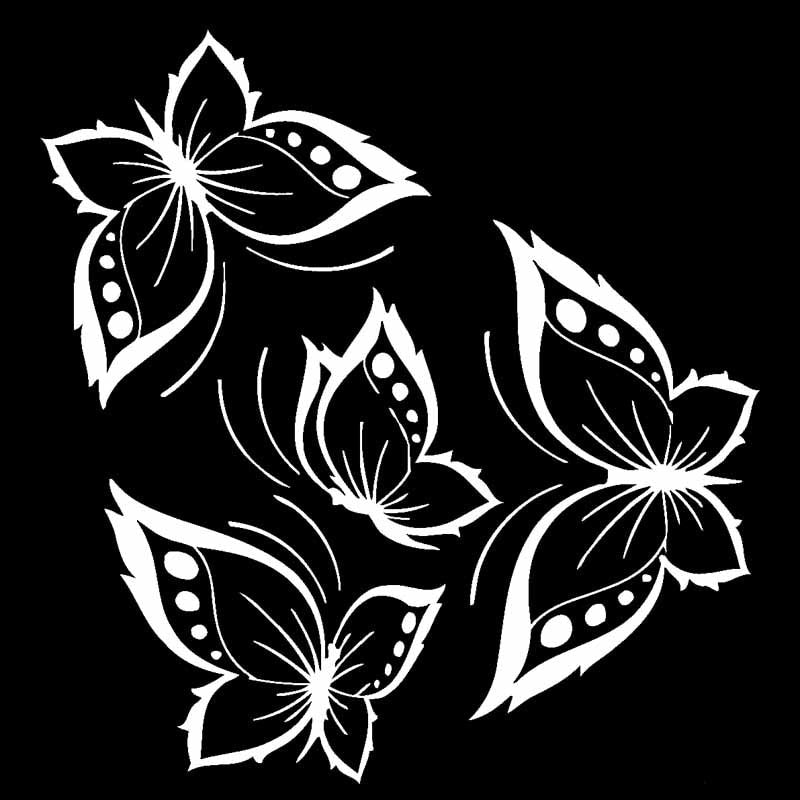 15.6CM*16.4CM Butterflies Car Stickers Beautiful Design For Vinyl Decal Black/Silver C24-0369