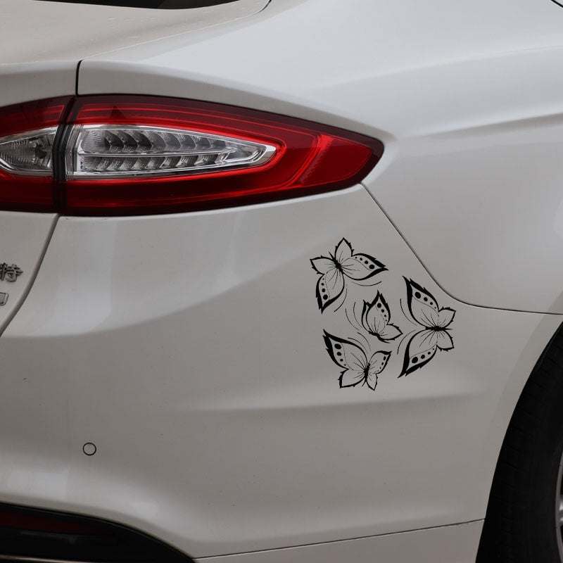 15.6CM*16.4CM Butterflies Car Stickers Beautiful Design For Vinyl Decal Black/Silver C24-0369