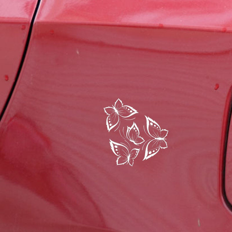 15.6CM*16.4CM Butterflies Car Stickers Beautiful Design For Vinyl Decal Black/Silver C24-0369