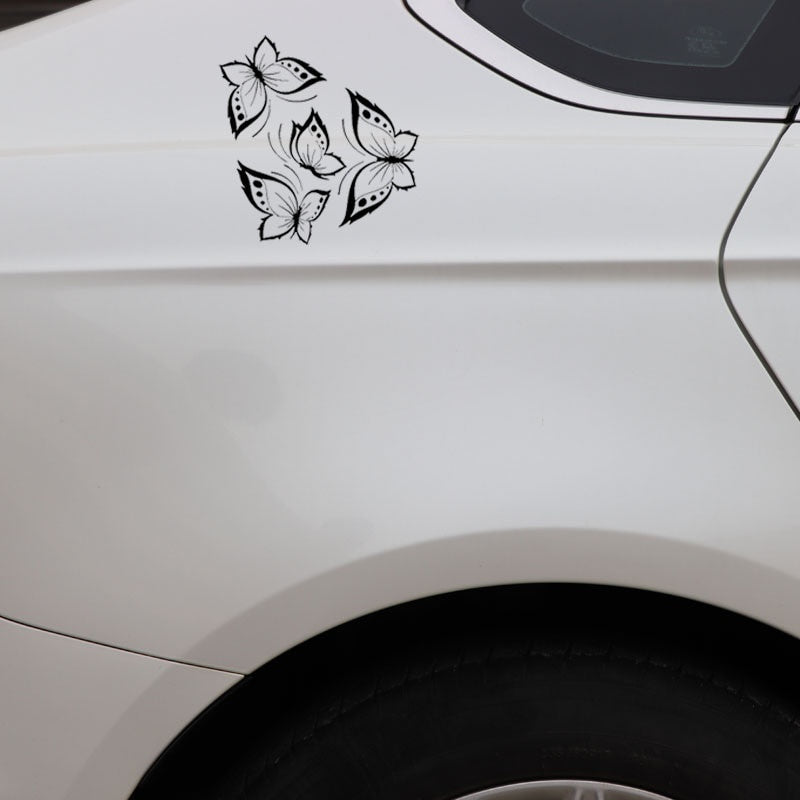15.6CM*16.4CM Butterflies Car Stickers Beautiful Design For Vinyl Decal Black/Silver C24-0369