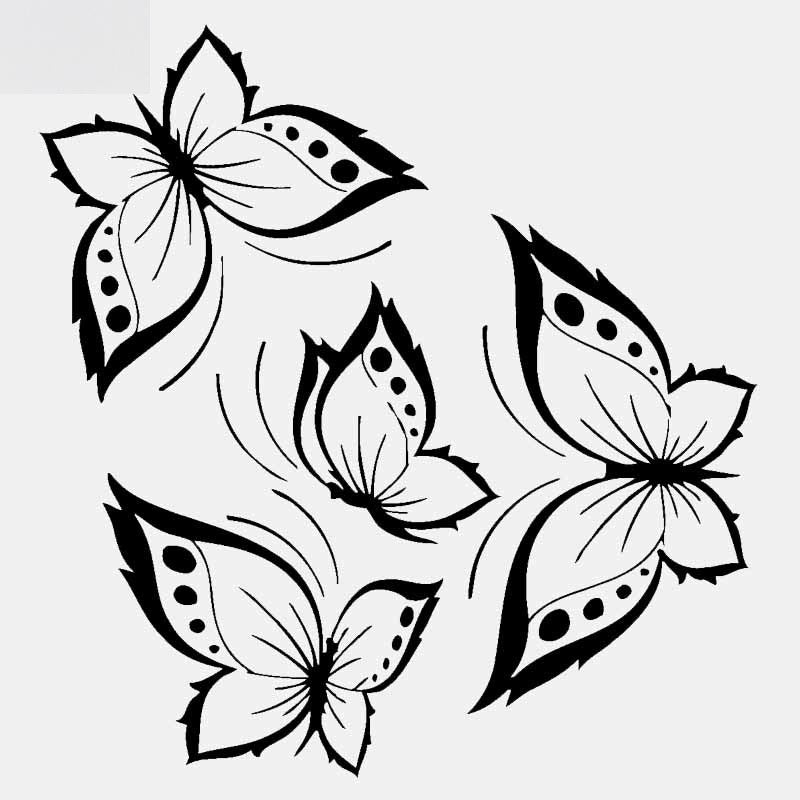 15.6CM*16.4CM Butterflies Car Stickers Beautiful Design For Vinyl Decal Black/Silver C24-0369