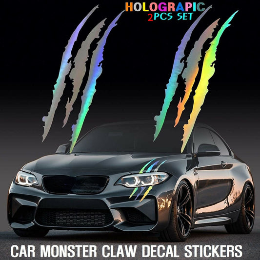 AUTO CAR HEADLIGHT MONSTER STICKERS Scratch Stripe Claw Vinyl Decal