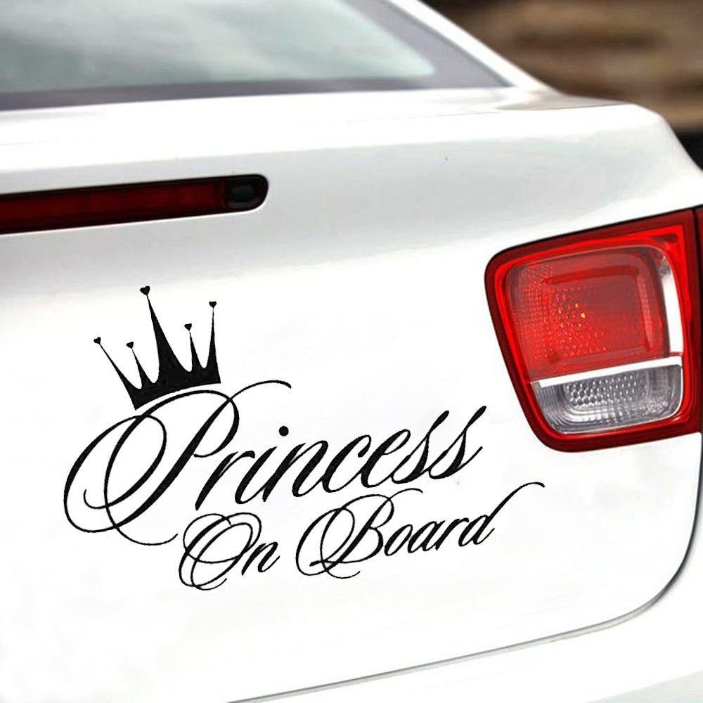 Car Sticker Princess Baby On Board 16.5*10.9CM Funny Car Decal  Laser Vinyl Car Sticker 3D Car Styling Black Silver