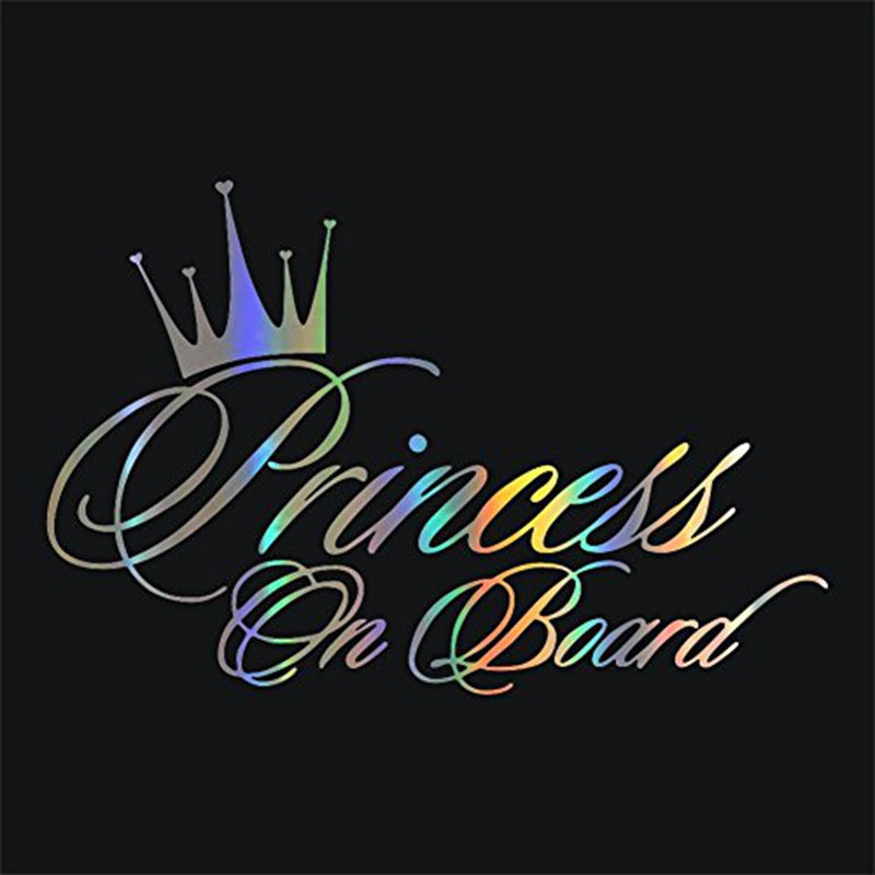 Car Sticker Princess Baby On Board 16.5*10.9CM Funny Car Decal  Laser Vinyl Car Sticker 3D Car Styling Black Silver
