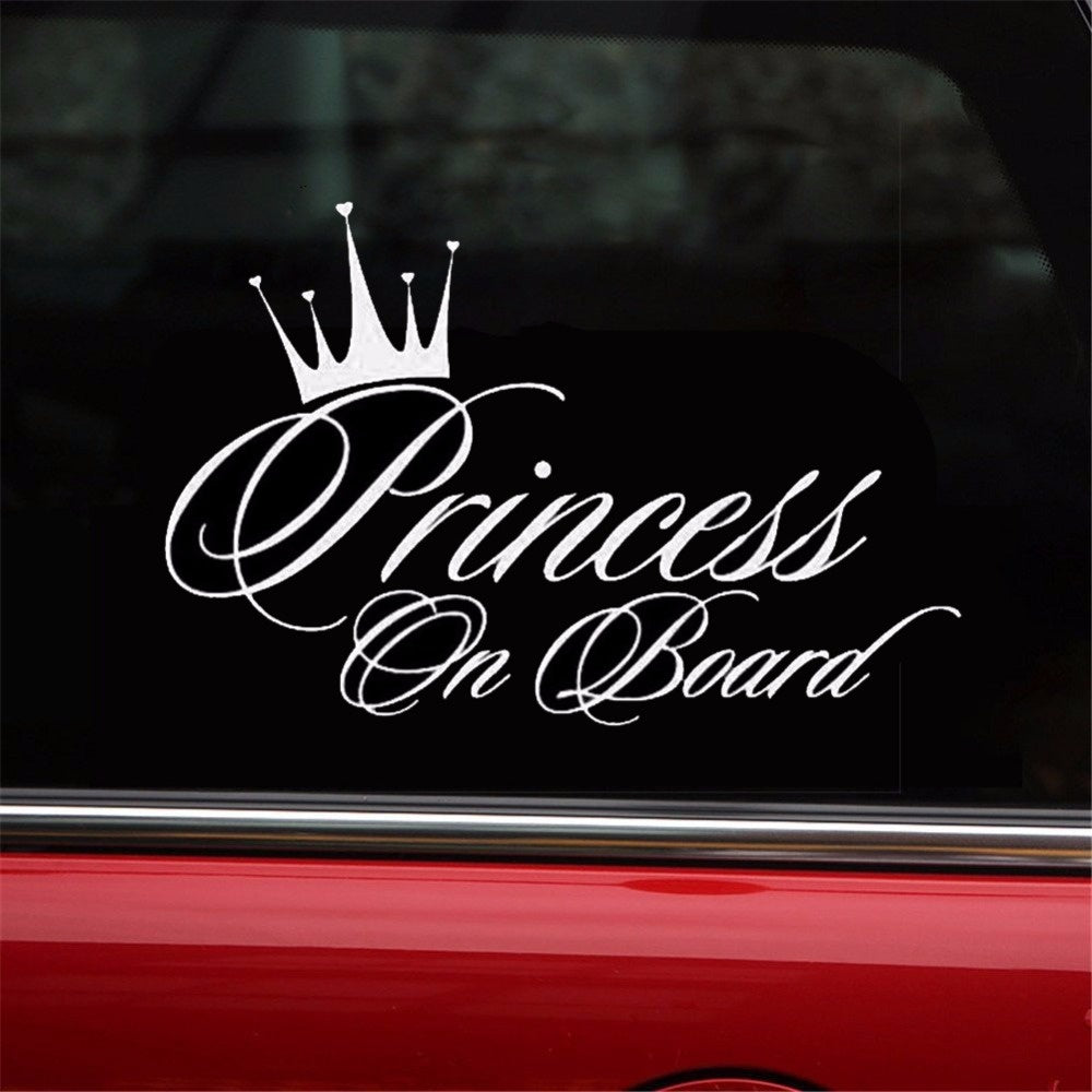 Car Sticker Princess Baby On Board 16.5*10.9CM Funny Car Decal  Laser Vinyl Car Sticker 3D Car Styling Black Silver