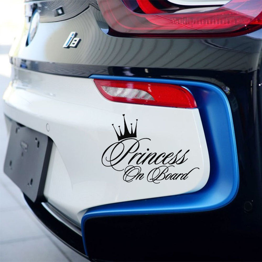 Car Sticker Princess Baby On Board 16.5*10.9CM Funny Car Decal  Laser Vinyl Car Sticker 3D Car Styling Black Silver