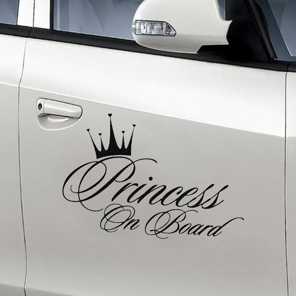 Car Sticker Princess Baby On Board 16.5*10.9CM Funny Car Decal  Laser Vinyl Car Sticker 3D Car Styling Black Silver