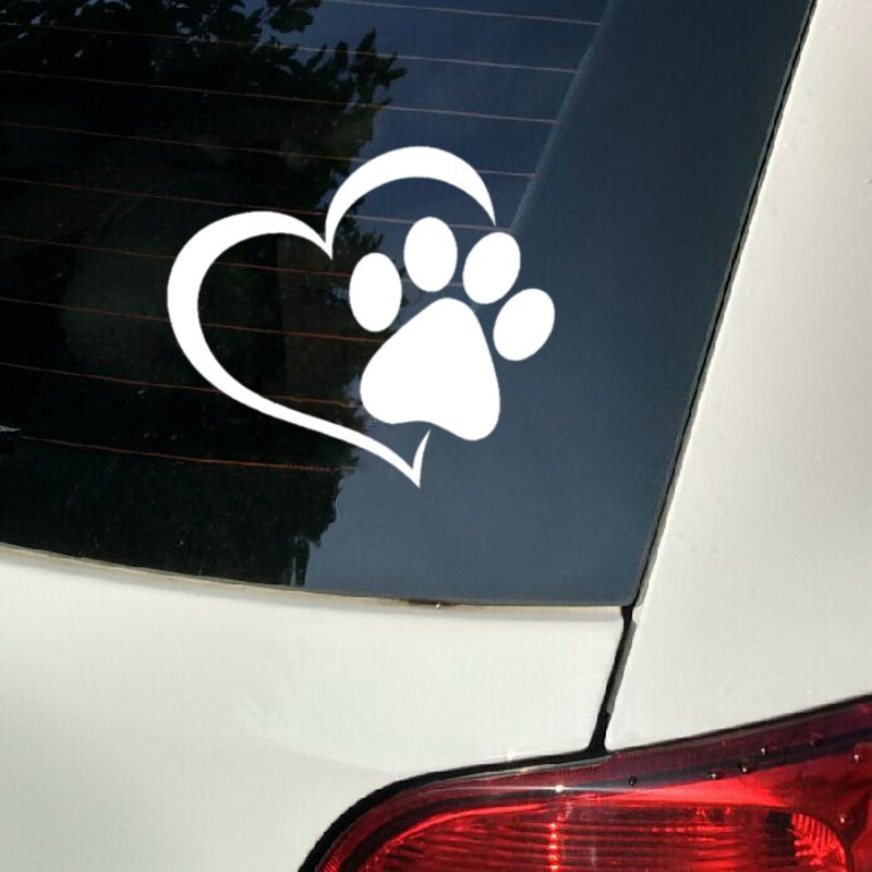 Car Sticker Vinyl 14.1*12.4cm Love The Dog Paw Print Funny Sticker Decal  Laser Motorcycle Car Styling 3D Stickers