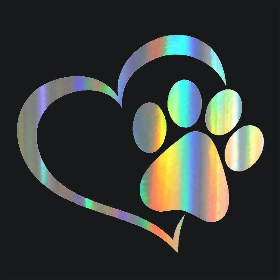 Car Sticker Vinyl 14.1*12.4cm Love The Dog Paw Print Funny Sticker Decal  Laser Motorcycle Car Styling 3D Stickers