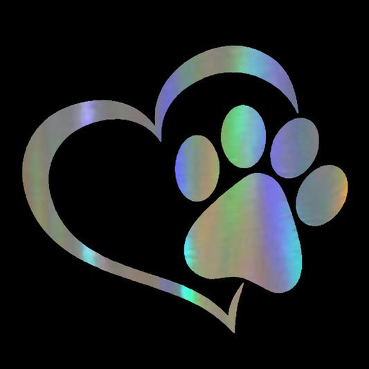 Car Sticker Vinyl 14.1*12.4cm Love The Dog Paw Print Funny Sticker Decal  Laser Motorcycle Car Styling 3D Stickers