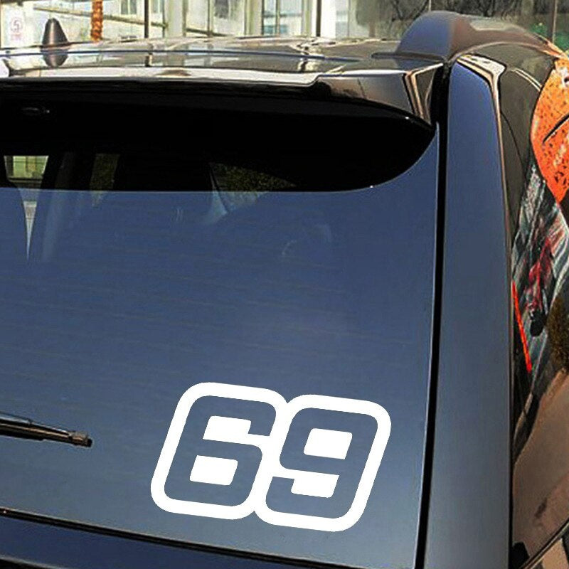 Car Stickers Personalized Number 69 Funny Carbon Fiber Sticker on Auto Creative Vinyl Decal for Car Rear Window Door Motorcycle