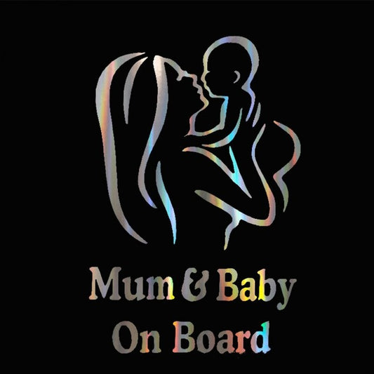 Car Accessories Mum Baby on Board  Sticker Colorful Laser Decal