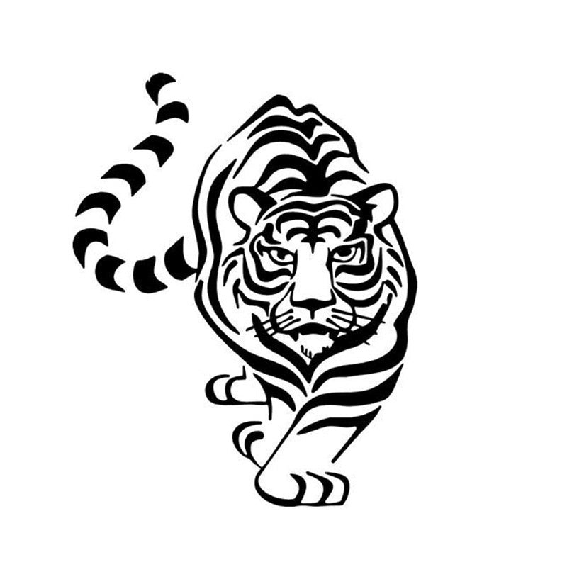 18*14cm Beastmaster Tiger  Stickers Tiger Head Lamp Eyebrow Car Tail Totem Modified Car Stickers Black/Silver/laser