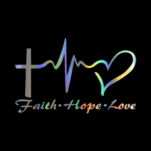 Personality Jesus HOPE LOVE FAITH Prayer Creative Vinyl Car Sticker Black Silver Laser 14.6CM*9CM