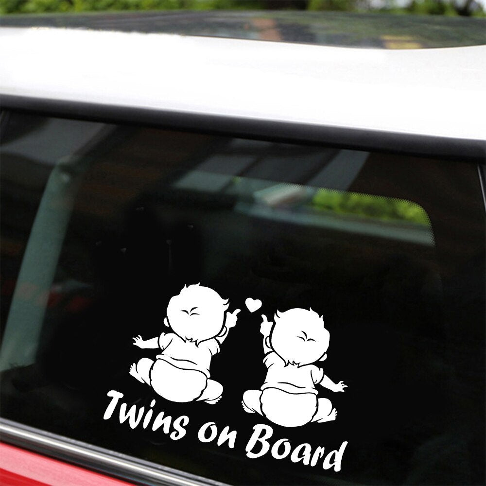 Twins On Board Stickers Window Vinyl Car and Window Door Stickers and Decals Motorcycle Car Styling for Auto Products 19.1*12.5cm