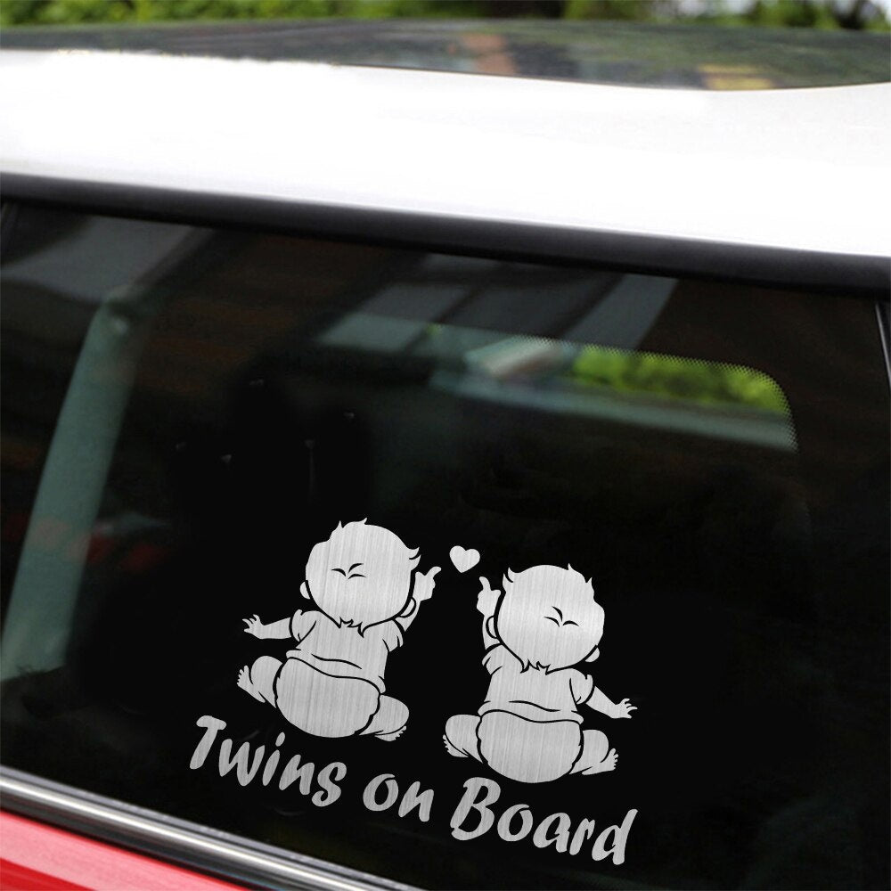 Twins On Board Stickers Window Vinyl Car and Window Door Stickers and Decals Motorcycle Car Styling for Auto Products 19.1*12.5cm